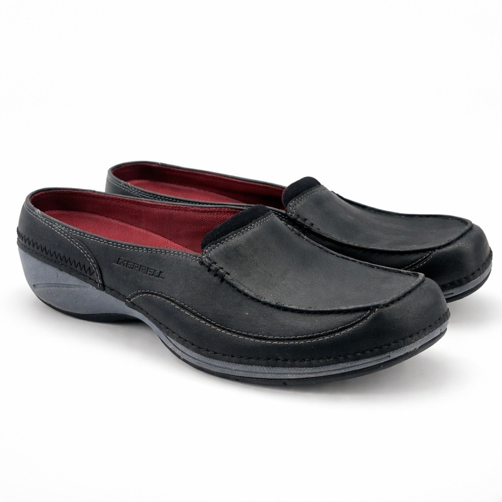 Merrell Cima Slide Black Leather Comfort Slip On Shoes Womens‎ 7.5 Outdoor